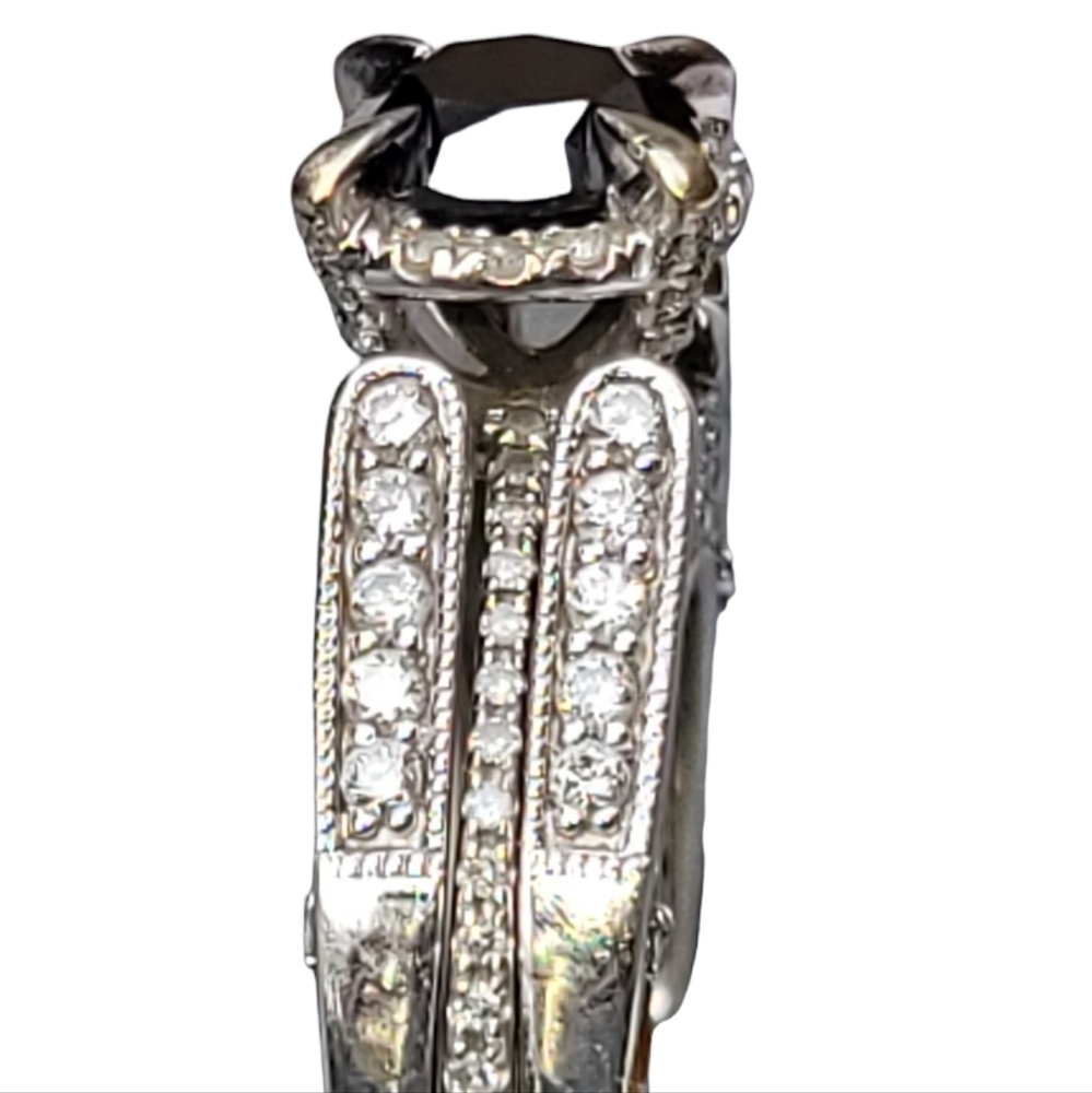 Authentic Zales 14kt White Gold and black/white diamond ringsm Set. Size 10.5/11 - Picture 5 of 5